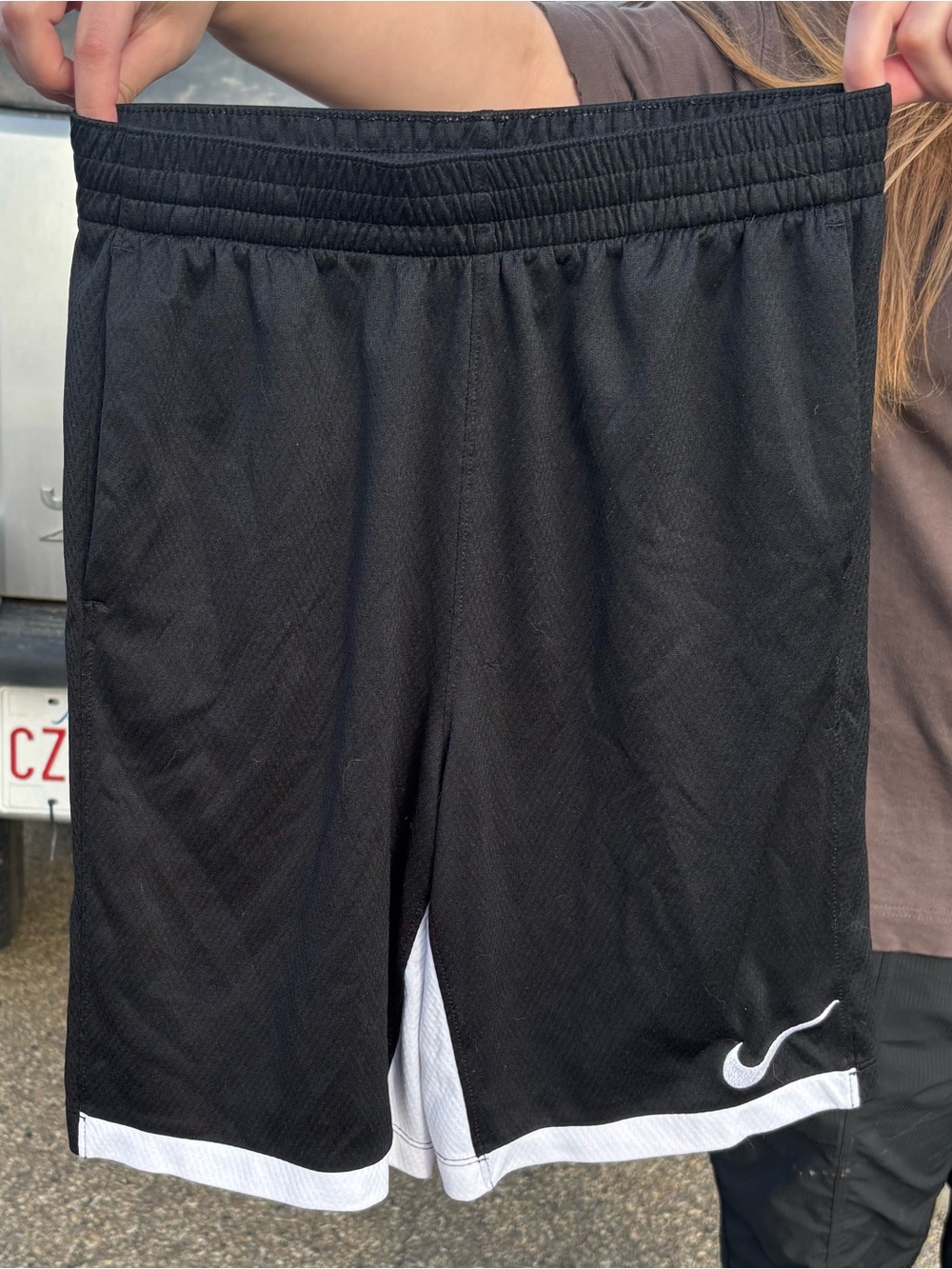 Nike Black Basketball Shorts with White Trim - Kids